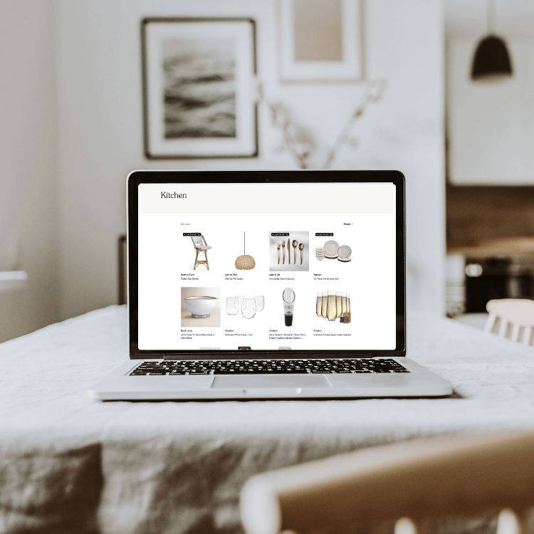 Items in Endless blue shop page on laptop