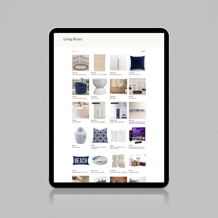 Items in Endless blue shop page on tablet